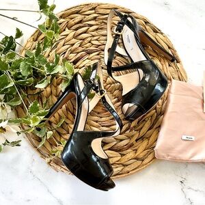 Prada Womens Black Patent Strappy Stilettos, sz EUR 37/US 6.5